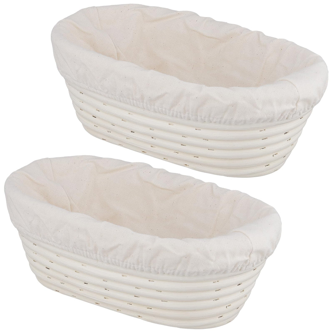 2 Stück Ovaler Brotgärkorb 25x15x8 cm, ovalen Banneton-Gärkörben mit Leineneinsatz, Natürlicher Ratt