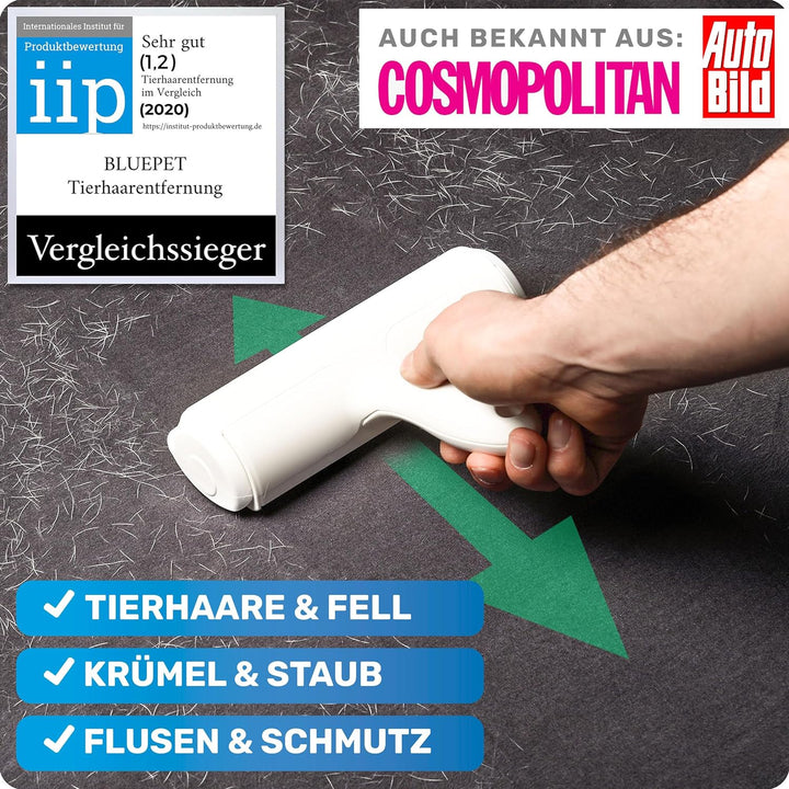 BluePet "RolloTollo Tierhaarentferner inkl. Mini Fusselbürste für Kleidung - Wiederverwendbare Fusse