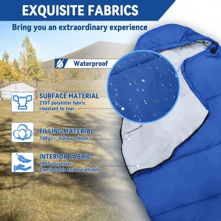 Schlafsack 3 Jahreszeiten &amp; Sommer Ultraleicht [790g] | Kleines Packmass, Camping Mumienschlafsack E