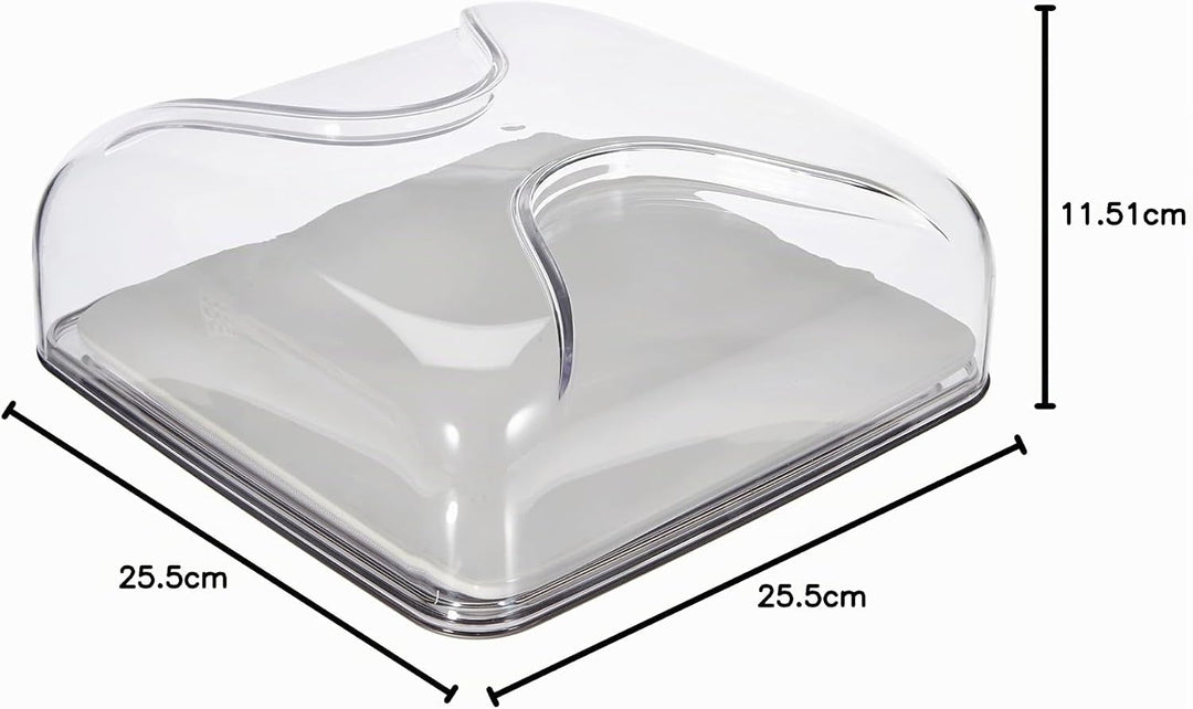 Guzzini - Gocce, Quadratische Käseglocke - Himmelgrau, 25,5 x 25,5 x h11,5 cm - 27000092 25,5 x 25,5