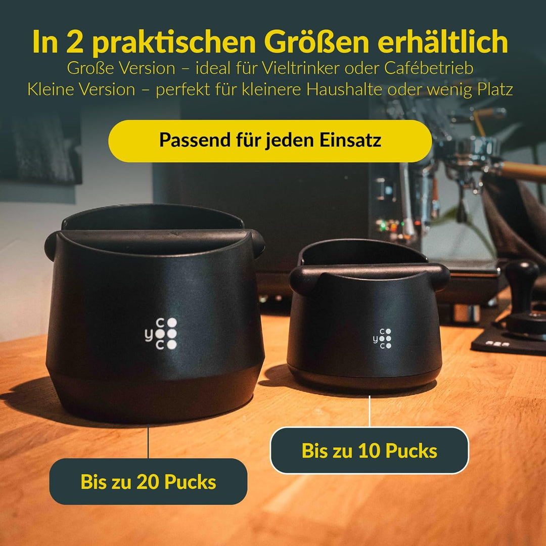 COYOOCO Abklopfbehälter für Siebträger – Espresso Knock Box geräuscharm mit rutschfestem Stand – Bar