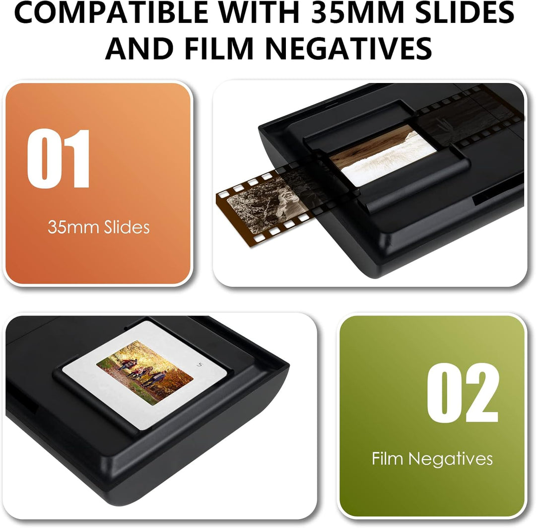 DGODRT Diascanner, Mobile Film Scanner, Scannen und Speichern Ihrer 24x36 mm Negative und Dias mit S