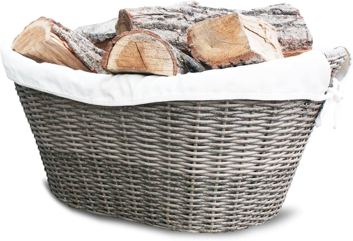 Habau 2681 Holzkorb aus Polyethylen mit Metallrahmen, Grau, 63,5 x 44,5 x 30