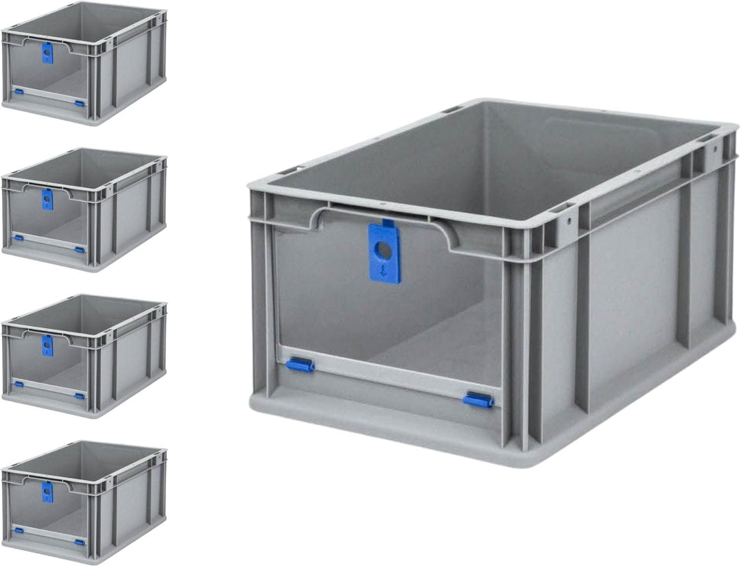 SparSet 5x Eurobox NextGen Insight Cover | HxBxT 22x30x40 | 20 Liter | Hoch/Blau | Eurobehälter, Tra