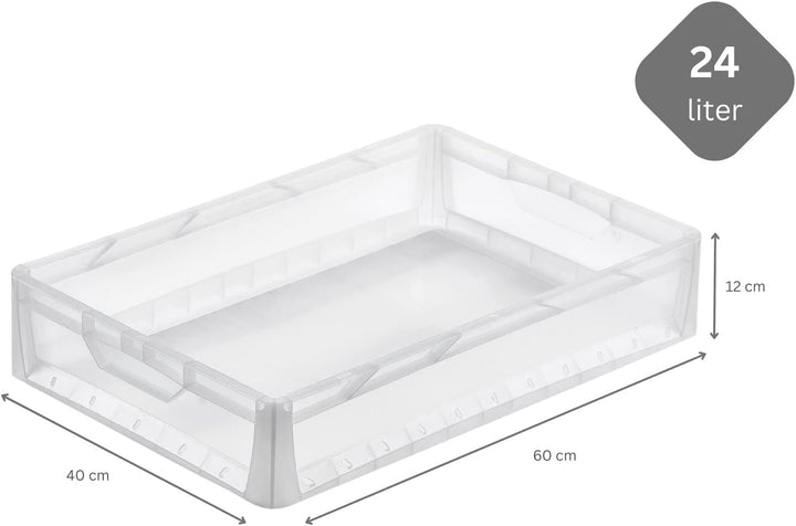 PROREGAL SuperSparSet 8x Transparenter Eurobehälter LightLine mit offenem Griff | HxBxT 12x40x60cm |