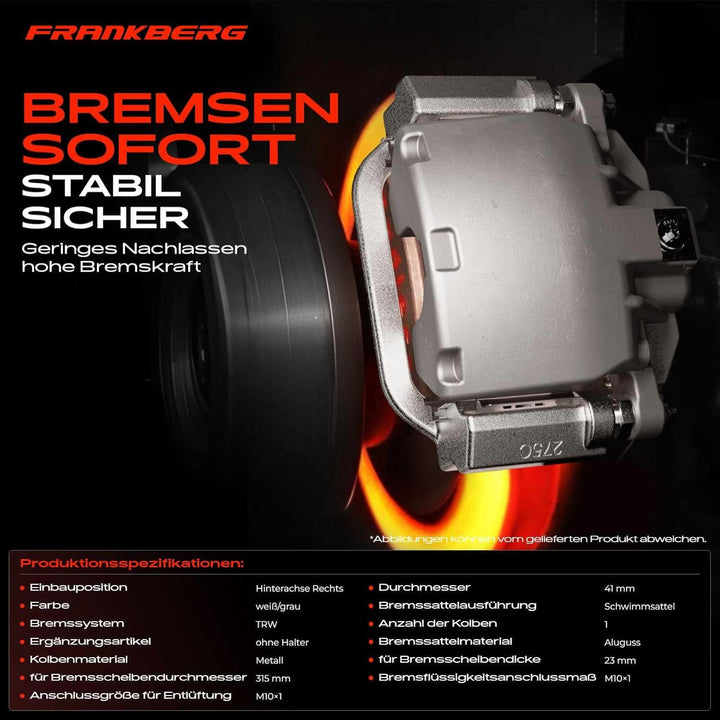 Frankberg Bremssattel Bremszange Vorne Rechts Kompatibel mit Insignia A G09 2008-2017 Insignia A Spo
