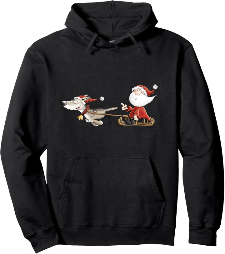 Lustiger Weihnachtsmann Mit Hundeschlitten I Weihnachten Pullover Hoodie