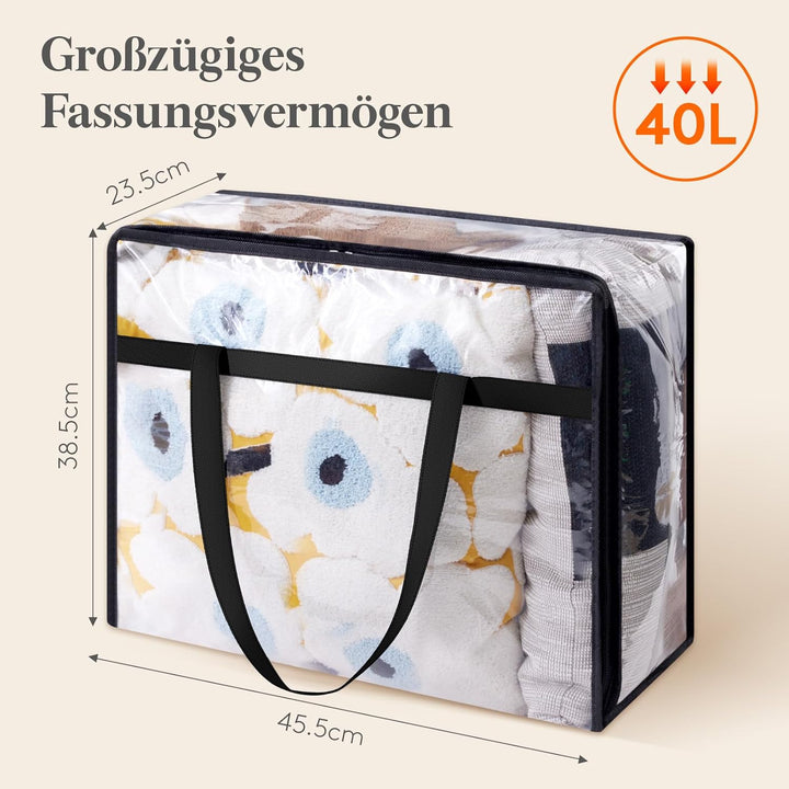 Lifewit 4 Stück Transparente Plastik Aufbewahrungstasche, 40L Kleiderschrank Organizer Aufbewahrungs