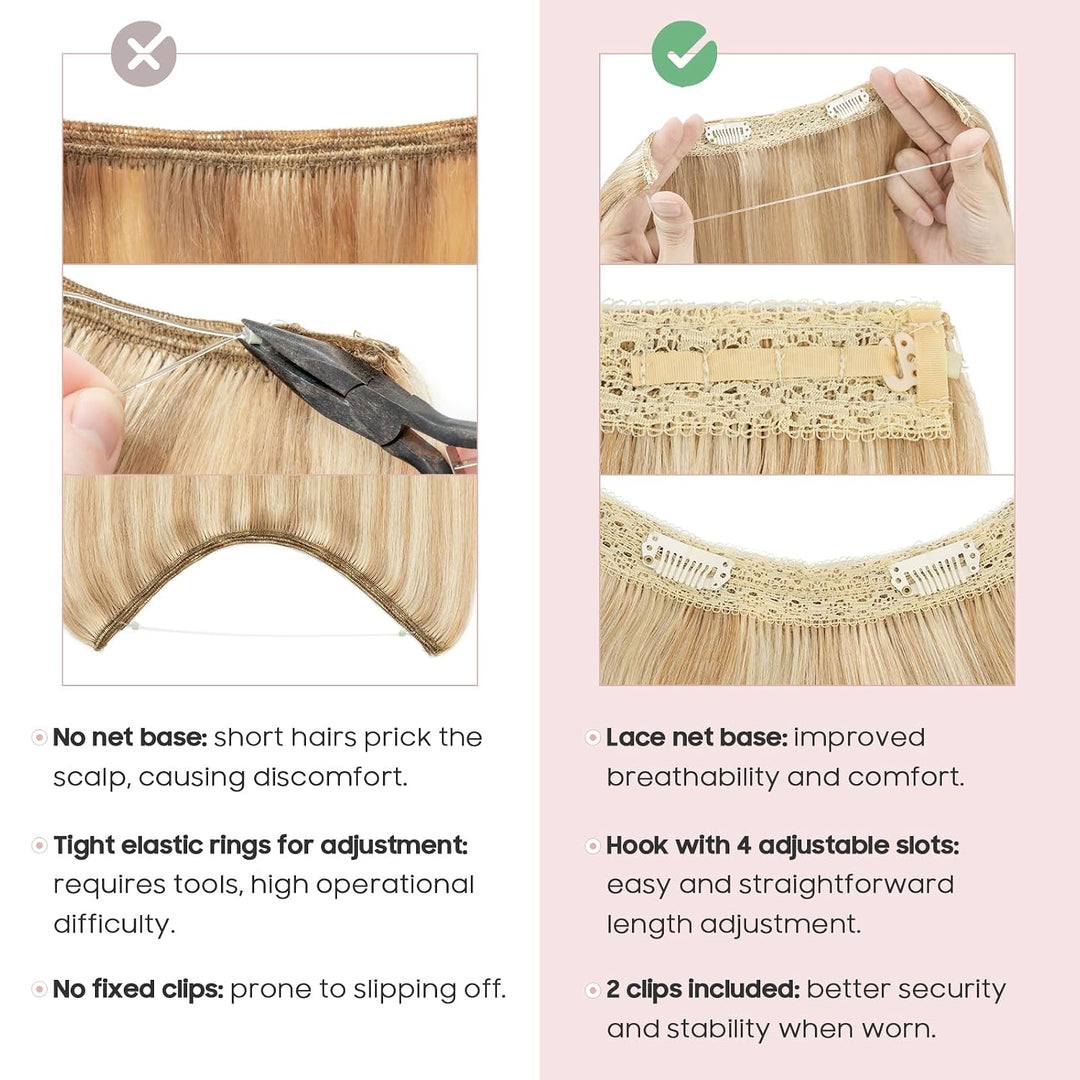 Extensions Echthaar mit Gummiband, Silk-co Wire in Extensions Aschblond Highlights Bleichblond 65g,