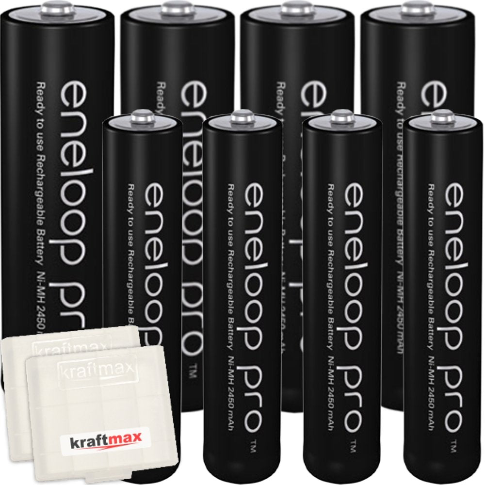kraftmax 8er-Pack Panasonic Eneloop PRO XX Akkus - 4X Mignon AA + 4X Micro AAA - Neueste Generation