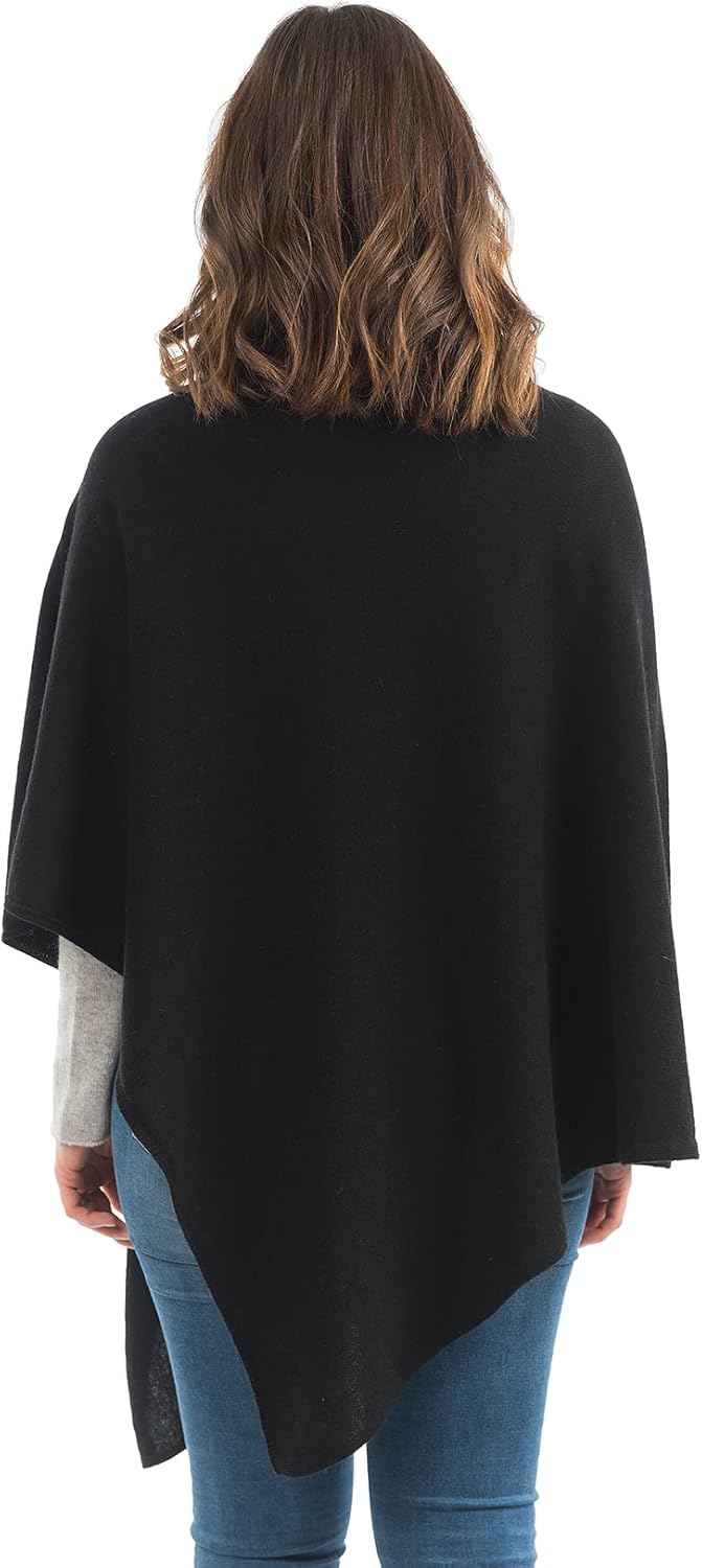 Dalle Piane Cashmere - Poncho aus Kaschmir-Gemisch - Made in Italy - Damen Einheitsgrösse Schwarz, E