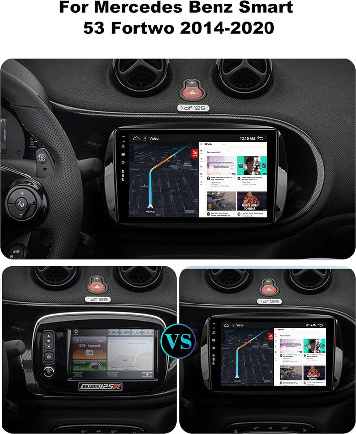 SXAUTO Android 12 IPS Autoradio für Benz Smart 453 Fortwo (2014-2020) - Eingebaut CarPlay/Android Au