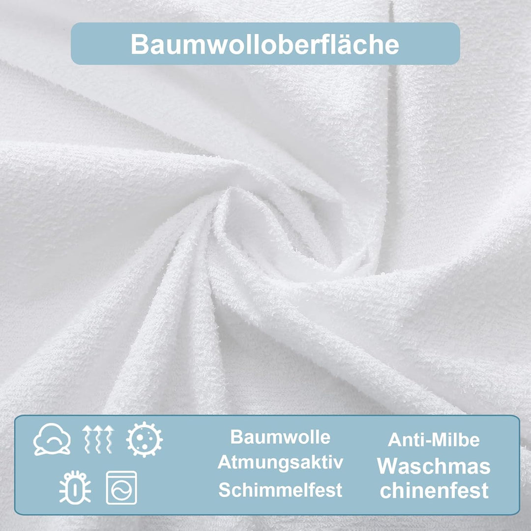 Bedecor Wasserdichter Matratzenbezug 160 x 190 cm mit Reissverschluss Matratzenschoner Baumwolle Atm