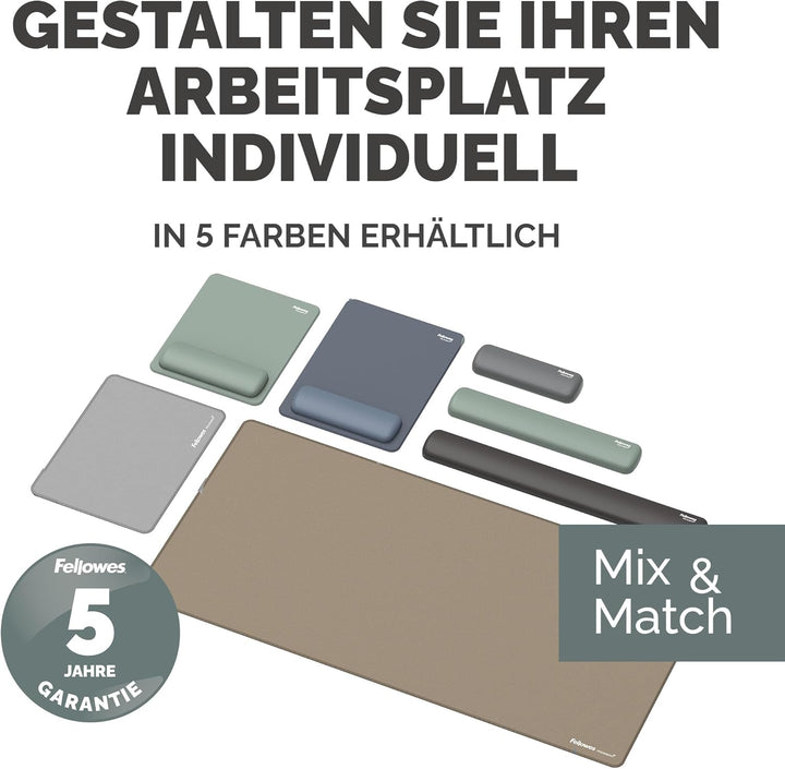 Fellowes Breyta Mauspad mit Handgelenkauflage – Sand, mit HEX Cushion Technology Silikonpolster, rut