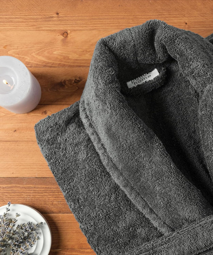 PandaHome Bademantel Damen und Herren aus 100% Baumwolle, Morgenmantel Frottee Kuschel, Saunamantel