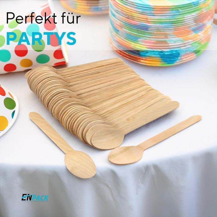 Enpack Holzlöffel 1000 Stück - Einwegbesteck Löffel 160mm - 100% umweltfreundliches Holzbesteck Einw