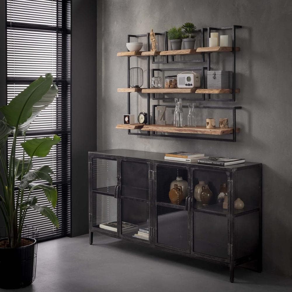 RINGO-Living Massivholz Regal Alani in Natur-hell und Schwarz-matt 200mm, 200mm
