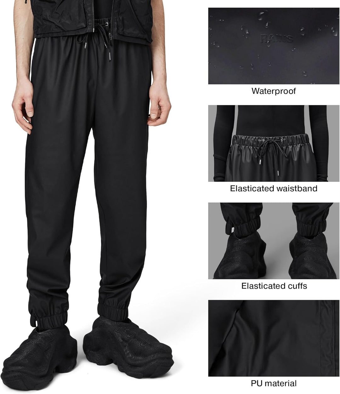 RAINS Unisex Normale Hose XXL 01 Schwarz, XXL 01 Schwarz