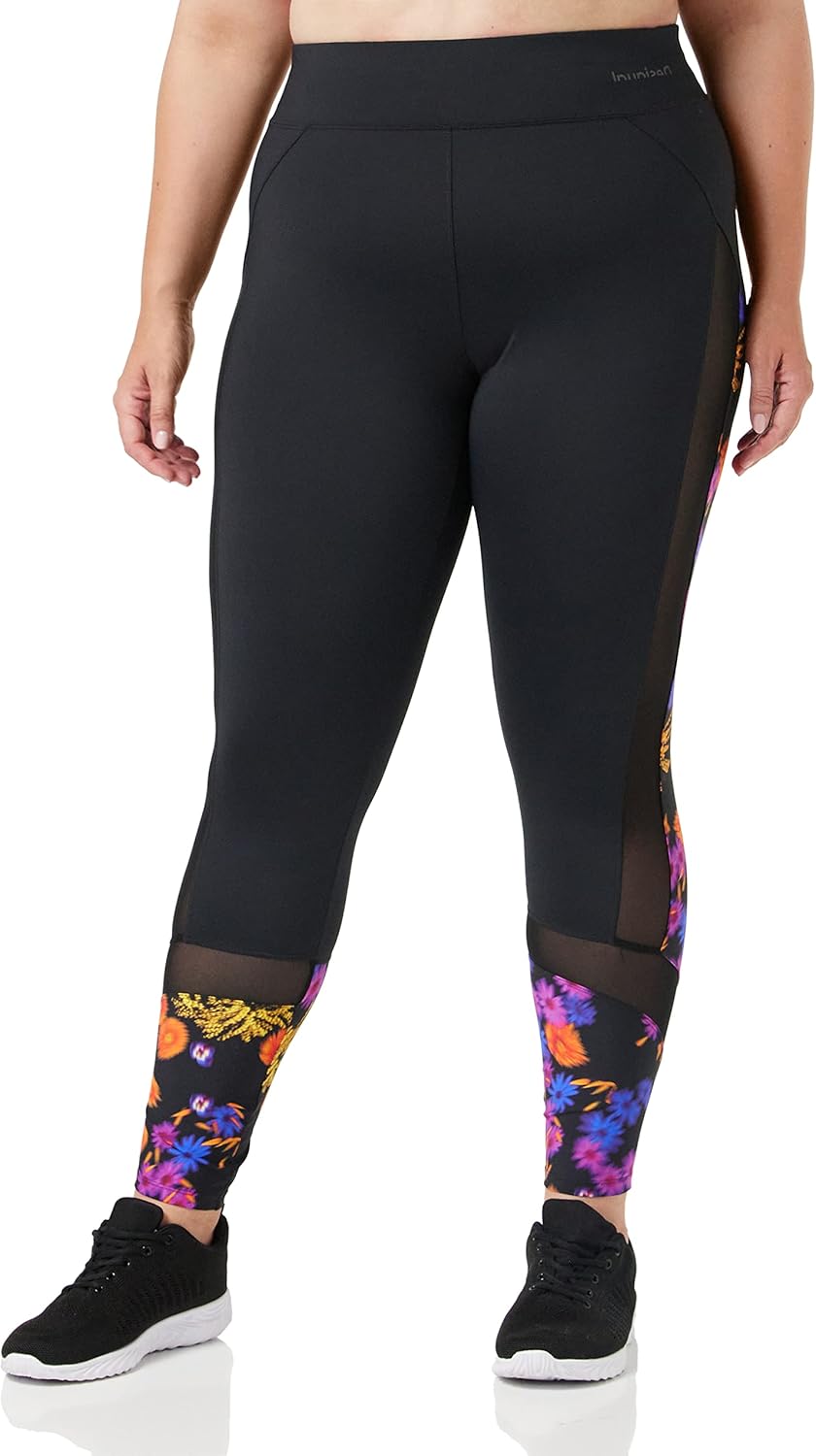 Desigual Damen Football Leggings XL Schwarz, XL Schwarz