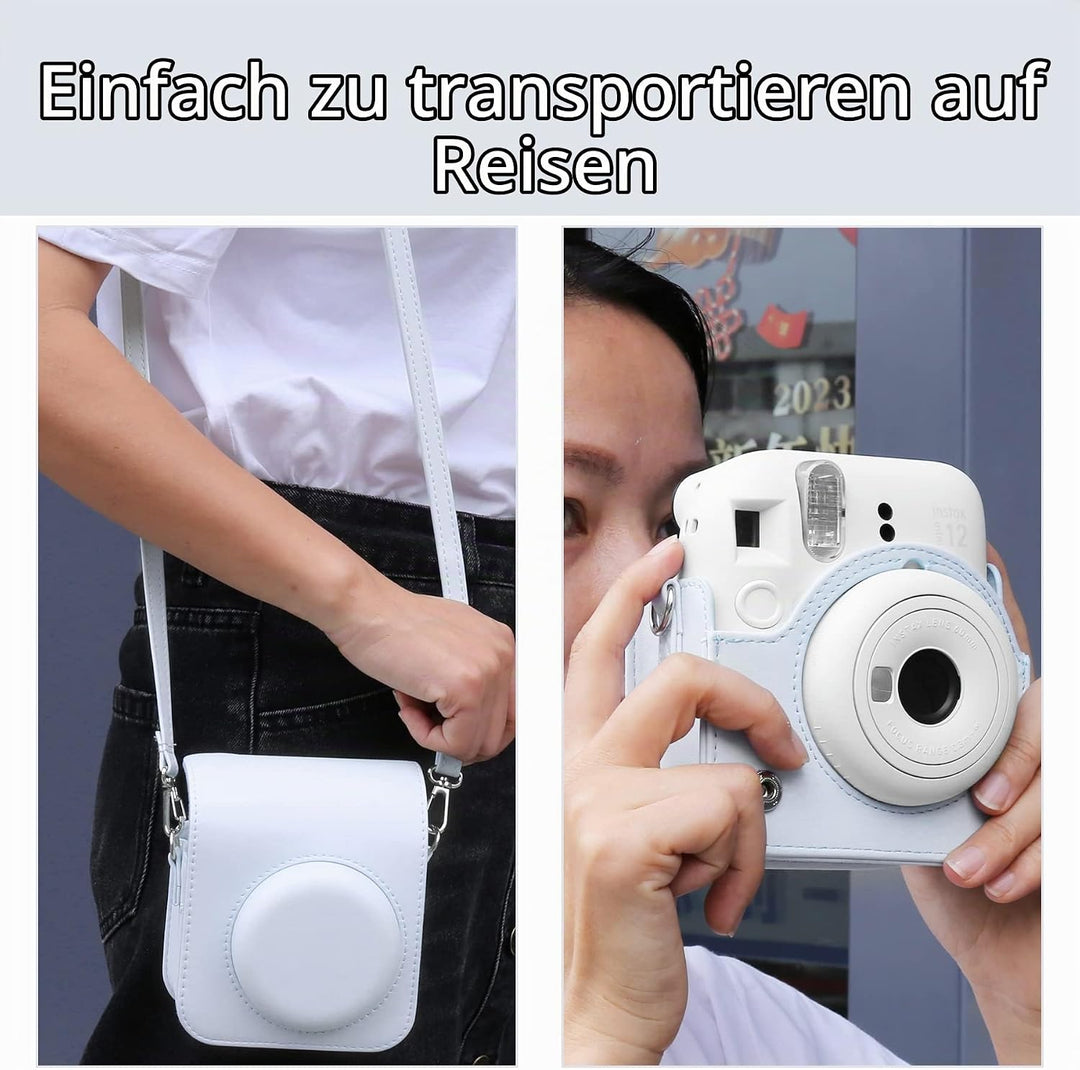 Aenllosi PU Leder Tasche Schutzhülle für Fujifilm Instax Mini 12/Mini 11 Sofortbildkamera Reisetasch