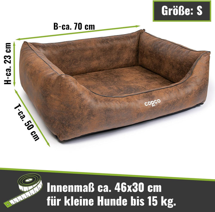 CopcoPet Hundebett kleine Hunde【waschbar & rutschfest】 Hundekorb S Kunstleder in Wildlederoptik, gel