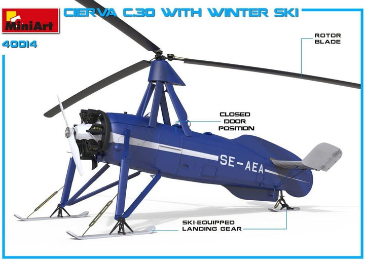 Mini Art 550041014 Militär MiniArt 41014 1:35 Cierva C.30 m. Ski-originalgetreue Nachbildung, Modell