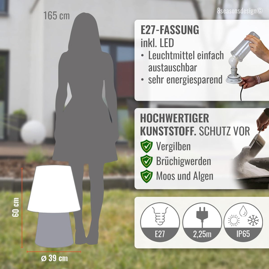 Light Life Leuchtobjekt Lampe "Grey" 60 cm (Solar) Indoor & Outdoor Grau, Grau