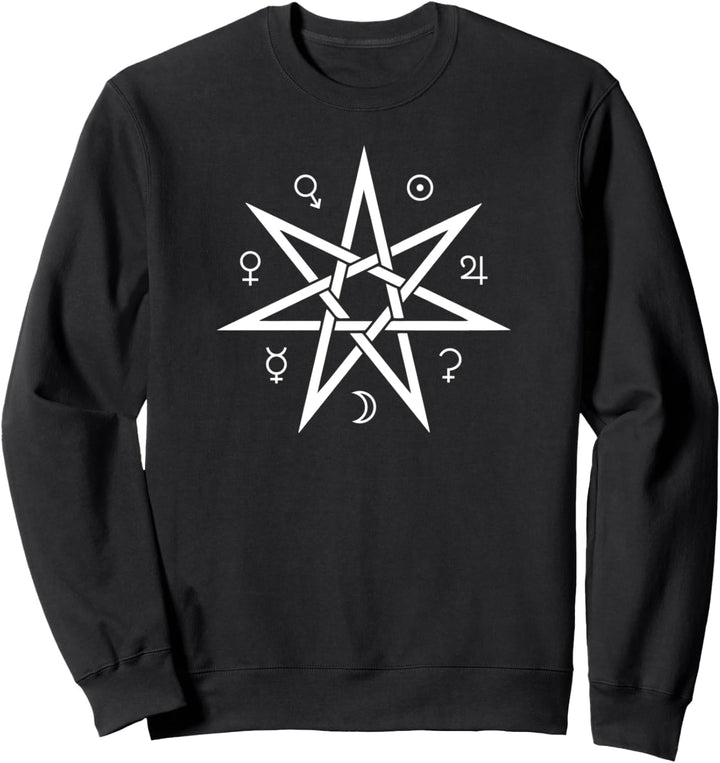Heptagram / Septagram 7 Pointed Fairy Star With Planet Signs Sweatshirt