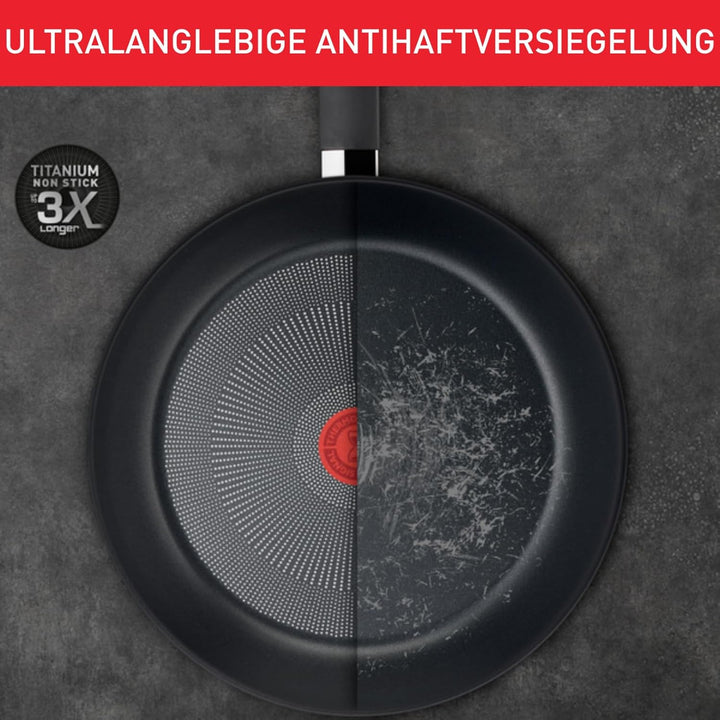 Tefal Ultimate On Bratpfanne 28 cm hoher Rand, Pfanne Induktion mit Titan Antihaftversiegelung, Ther