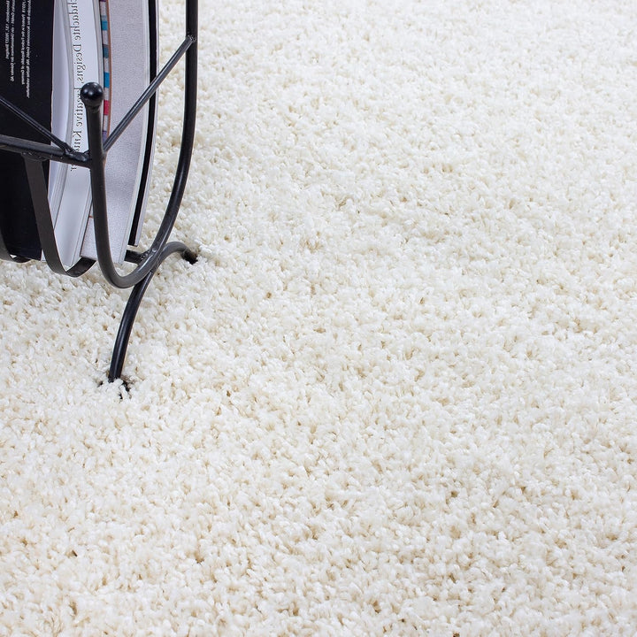 HomebyHome Shaggy Teppich Läufer Flur 80 x 150 cm - Shaggy Teppich Hochflor Creme Extra Weich und Fl