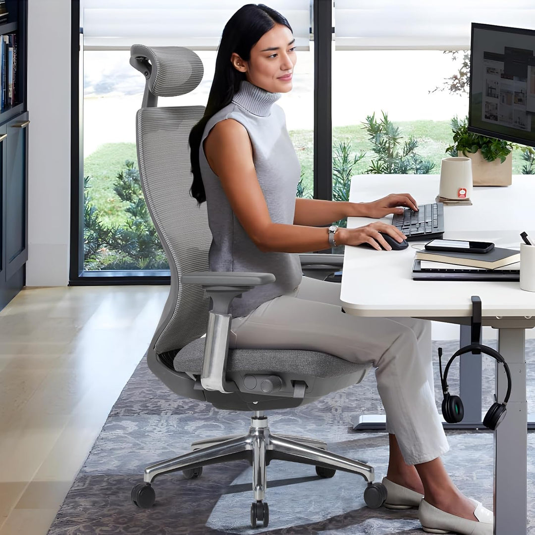 COLAMY Ergonomischer Netz-Bürostuhl, Hochleistungs-Computer-Chefschreibtischstuhl mit verstellbarem
