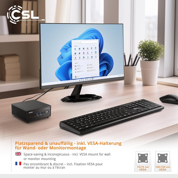Mini PC ASUS PN42 mit Windows 11 Home, Intel N200 4X 3700 MHz Turbotakt, 4000 GB M.2 SSD, 32 GB DDR4