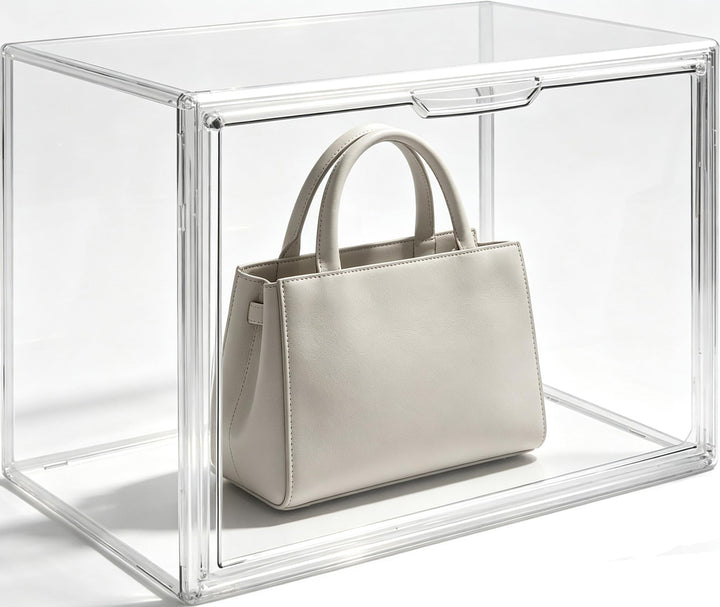 Handtaschen Organizer Kunststoff, 36x22x27cm Vitrine Schaukasten Transparent, Stapelbare Aufbewahrun