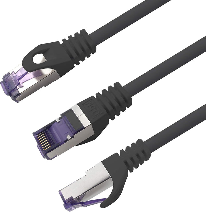 Cat.7 Netzwerkkabel 5m - Schwarz - 10 Stück - Cat7 Patchkabel (SFTP/PIMF/LSZH) Rohkabel 10 Gb/s mit
