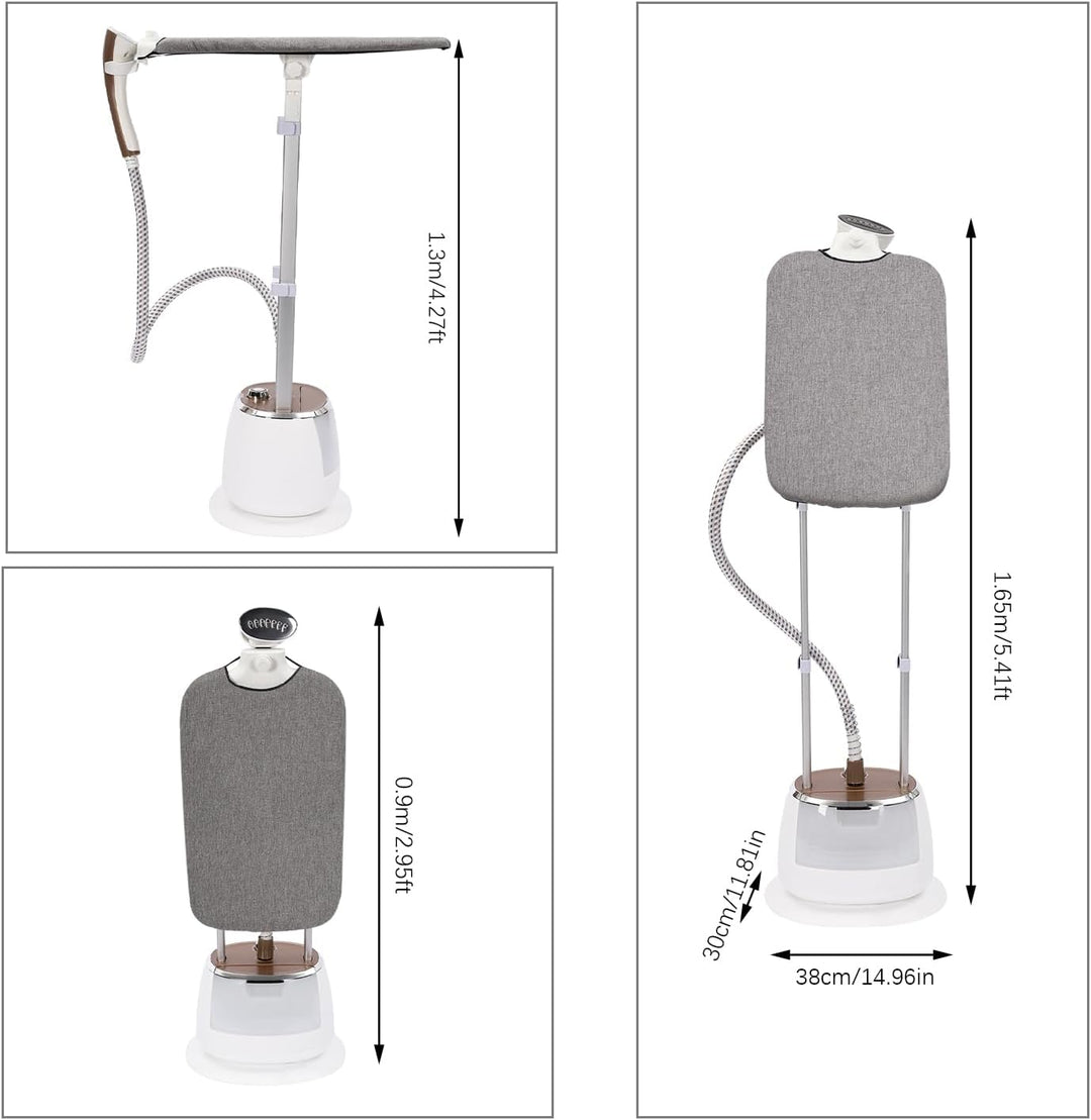 Vertikaler Dampfglätter, 1800 W Dampfreiniger mit Bügelbrett, 10 Dampfeinstellungen 1,6L Wassertank