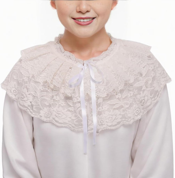 GRACEART Rüsche Halsband Viktorianisch Kostüm Weiss, Weiss