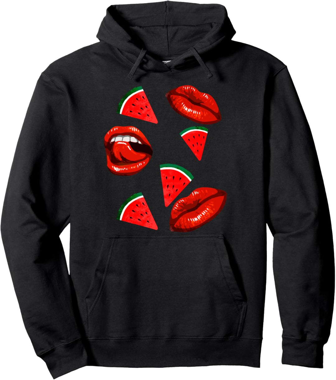 Lips and Watermelon Cute Babe Mouth Sexy Fruit Lover Gift Pullover Hoodie