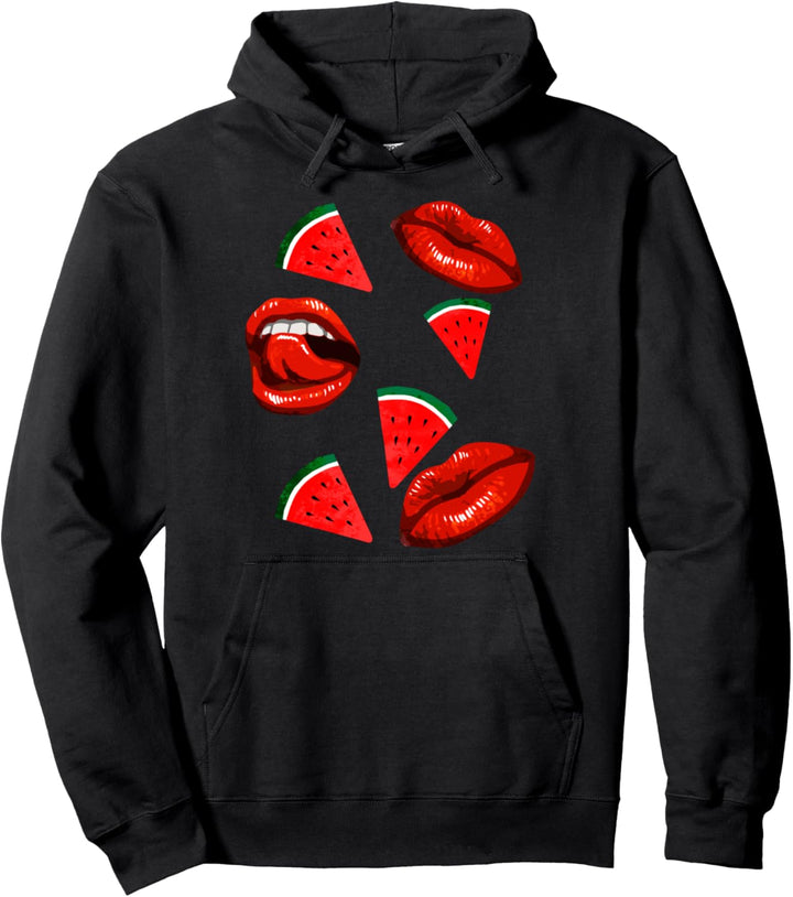 Lips and Watermelon Cute Babe Mouth Sexy Fruit Lover Gift Pullover Hoodie