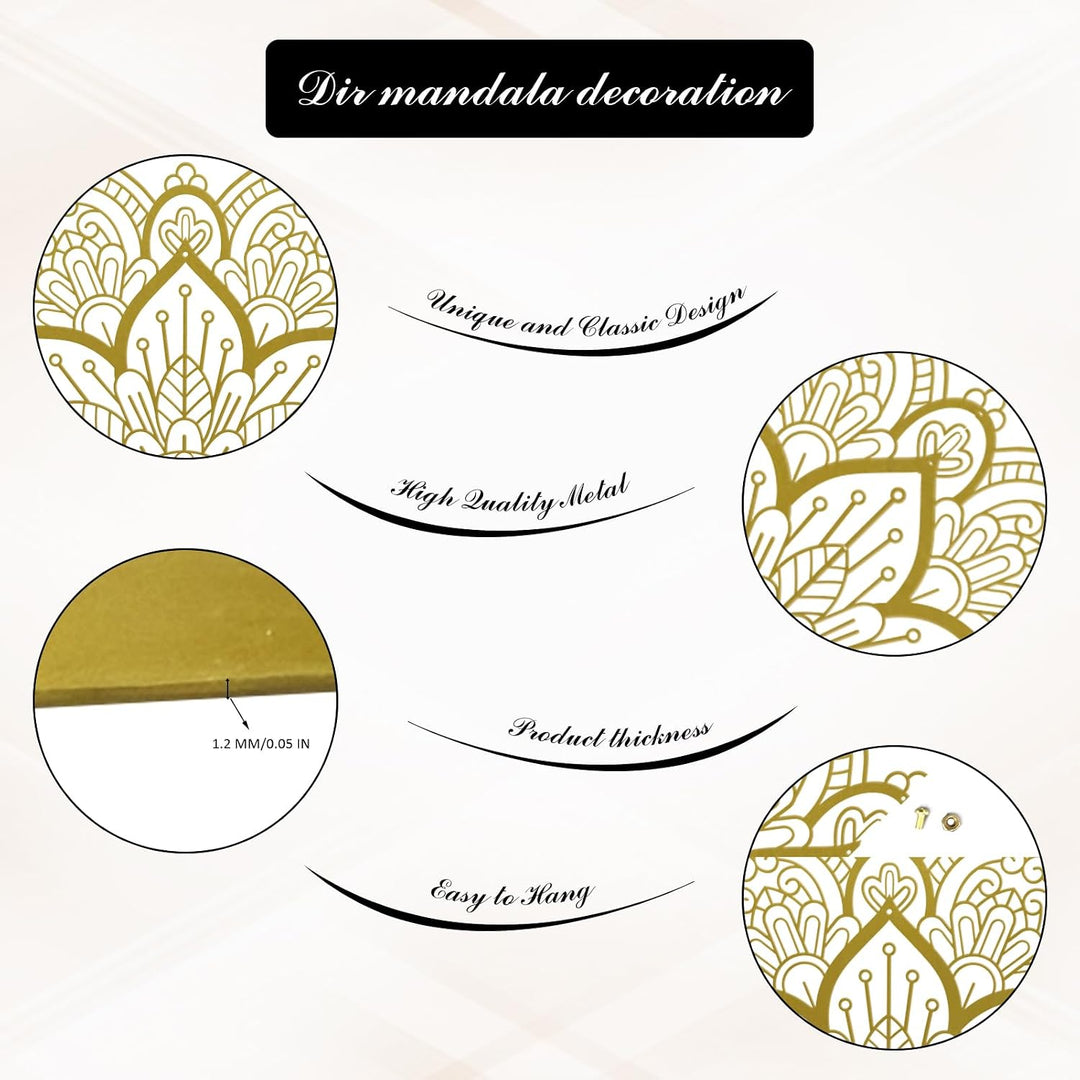 Resama Grosse runde Mandala-Wanddekoration aus Metall, einzigartige Lotusblume, Wandkunst für Wohnzi
