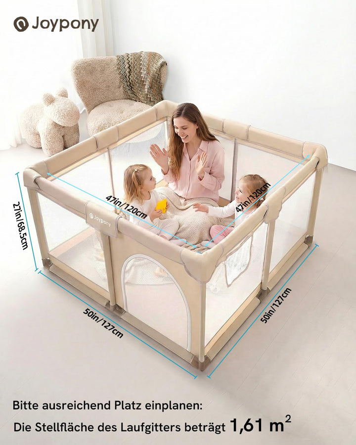 Laufstall Baby Beige 127×127 CM, Hellbeige 127×127 CM
