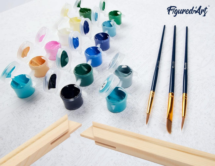 Figured'Art Malen Nach Zahlen Erwachsene Mit Rahmen Sonnenblumen im Glas - Paint by Numbers Basteln