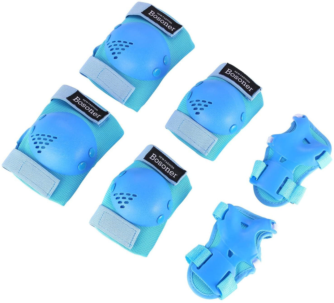 BOSONER Knieschoner Kinder Schoner Inliner Protektoren 6er Set Schützer Inliner Inline Skates Knie U