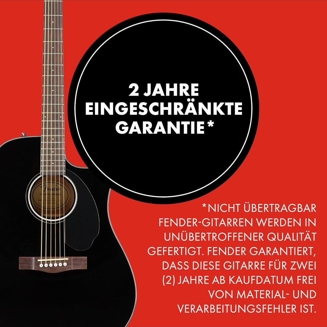 Fender CD-60SCE Dreadnought Akustikgitarre, Walnussgriffbrett, Schwarz Schwarz Rechtshänder, Schwarz