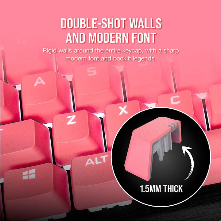 Corsair PBT Double-Shot Pro Keycap Mod Kit – Double-Shot PBT Keycaps – Rogue Pink – Standard untere