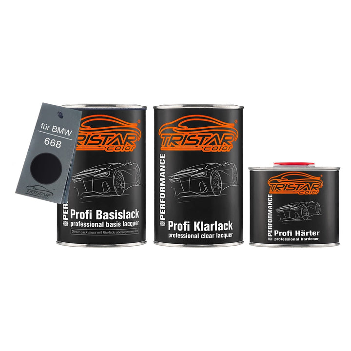 Autolack Set Dose spritzfertig für BMW 668 Jet Black Basislack + 2K Klarlack 2,5L