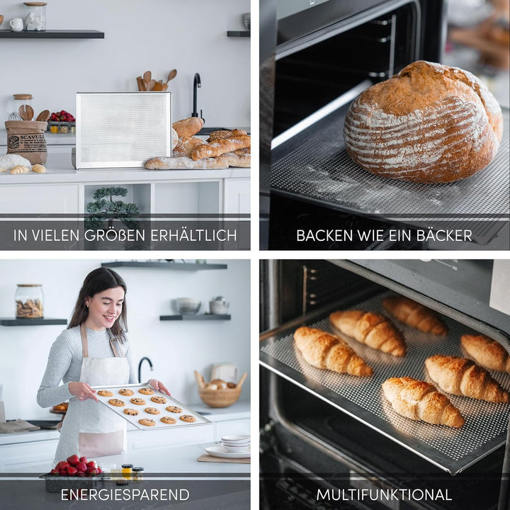 LEHRMANN Lochblech 46,5 x 37,5 cm Backblech Kuchenblech Baguetteblech Pizzablech Kompartibel/Ersatz