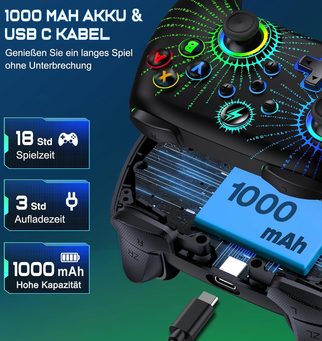ALEEMTRY Switch Controller, Wireless Controller Switch mit RGB Joystick/Programmierbare & Sync Taste