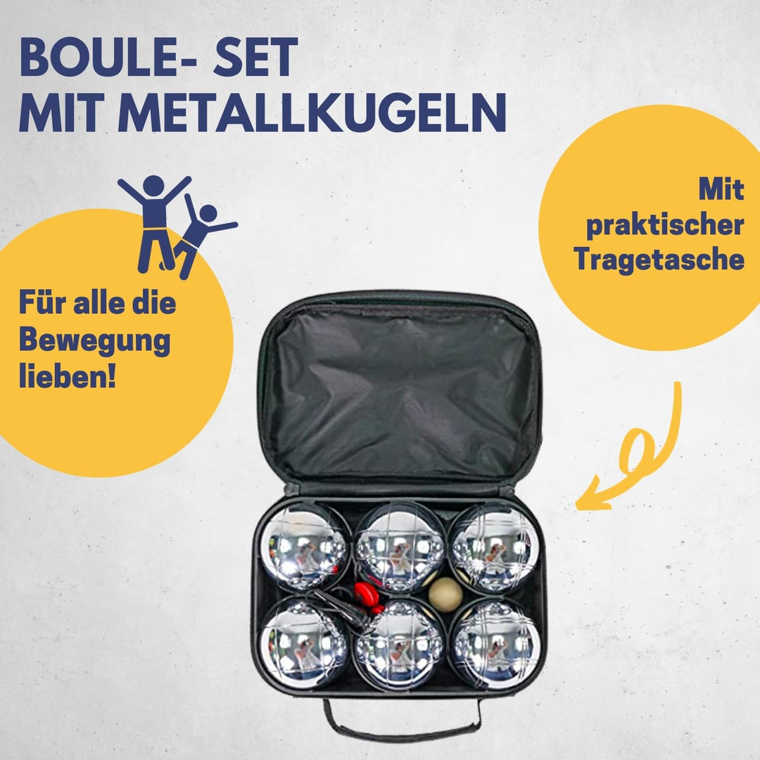 BEST SPORTING Boules-Set Metall I 6 Boule Kugeln &amp; 2 Zielkugeln I Boccia Spiel Outdoor I Boule-Set K