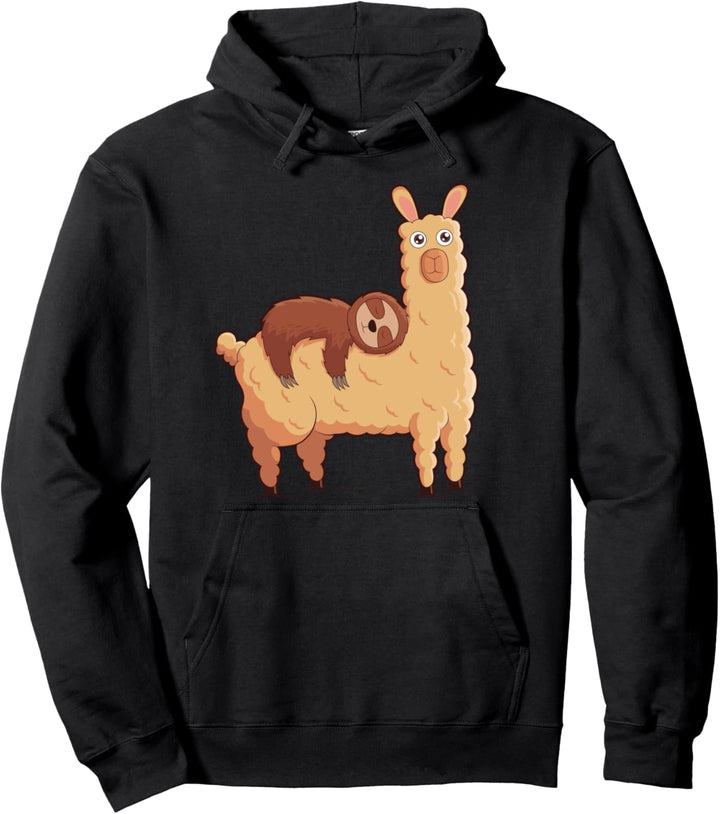 Faultier Schläft Auf Rücken Von Lama Pullover Hoodie