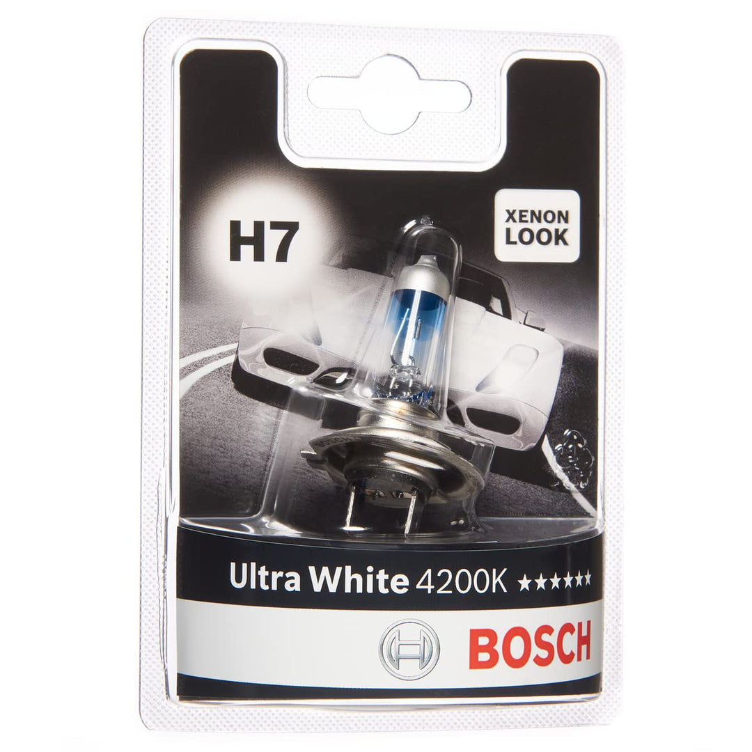 Bosch H7 Ultra White Fahrzeuglampe 12V 55W PX26d (1 Stück) Einzel-Blister, 1 Lampe H7 - Ultra White